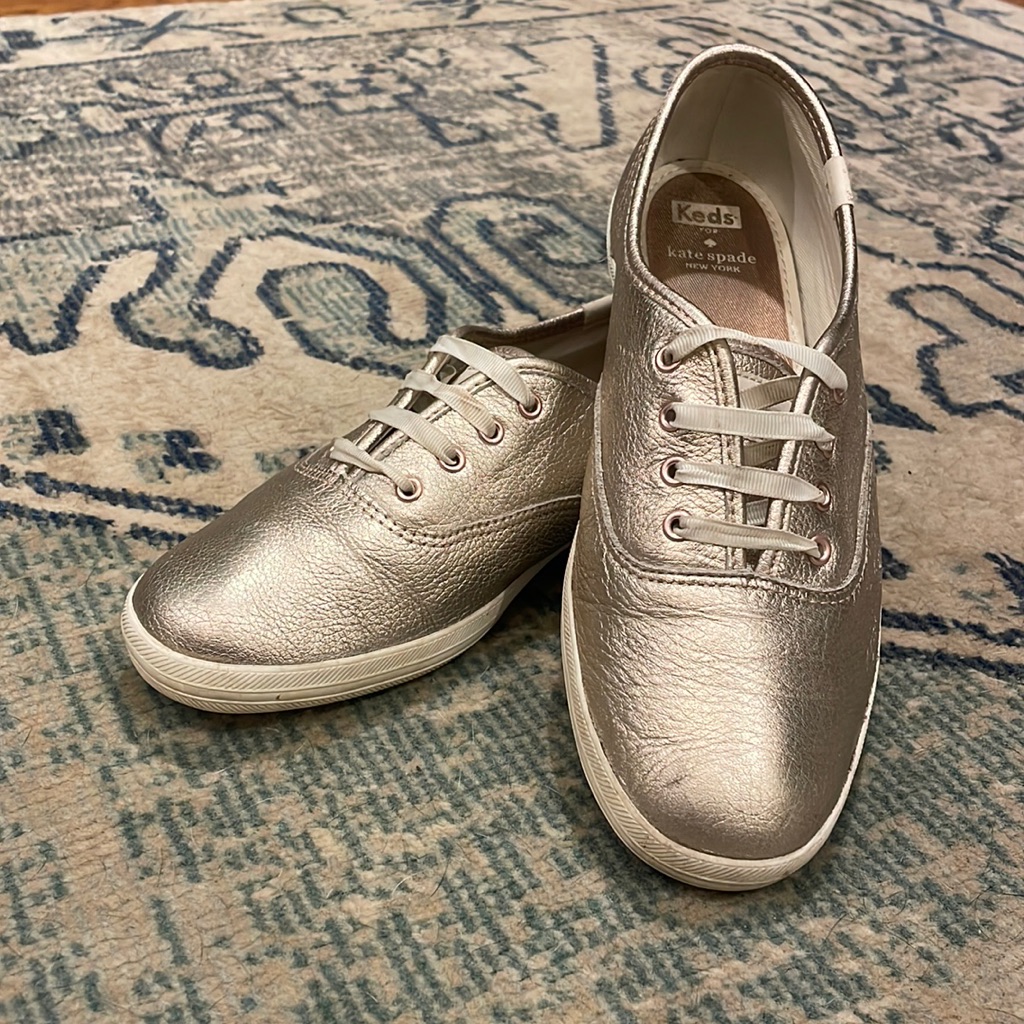 Keds X Kate Spade Gold Metallic Womens Sneakers Size 7